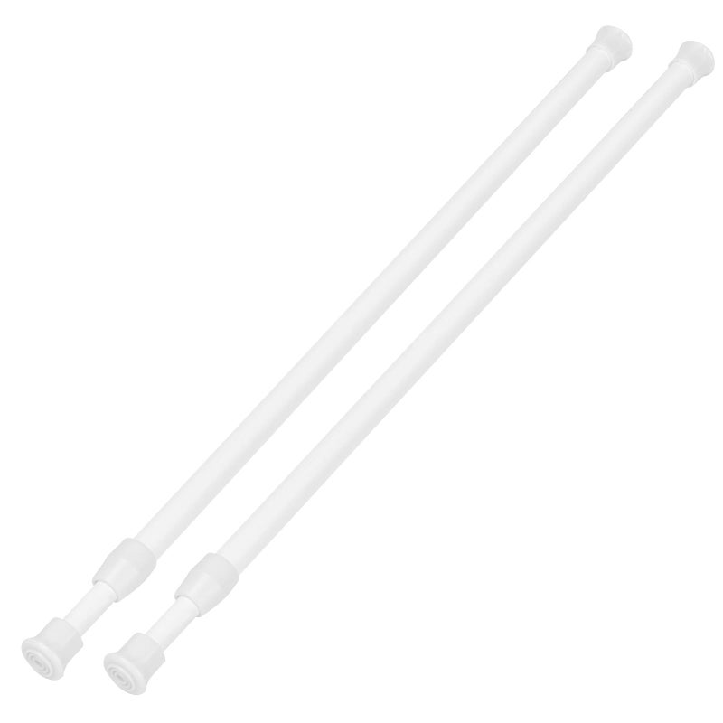 Ginbel Direct 2 Pack Tension Curtain Rod 15.7-28 Inch, Small Short Adjustable Extendable Spring Loaded Rods for Windows Cabinet Blinds Closet Bedroom Kitchen Bathroom Door No Drilling, White - Image 1